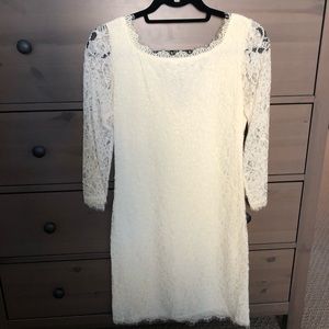 LIKE NEW DVF Zarita Lace Dress in Ivory